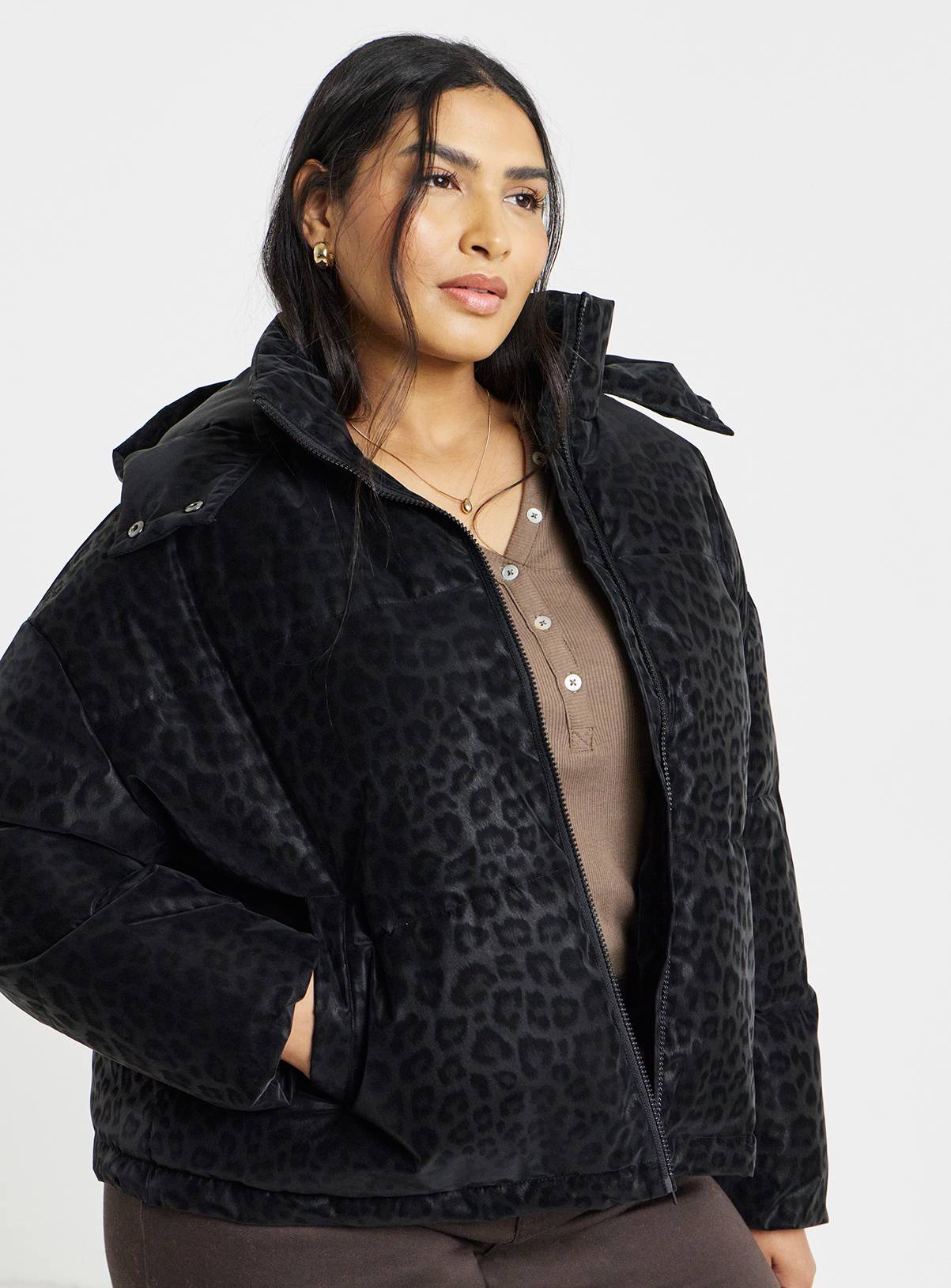 SIMPLY BE Leopard Printed Padded Coat 18 - Image 3