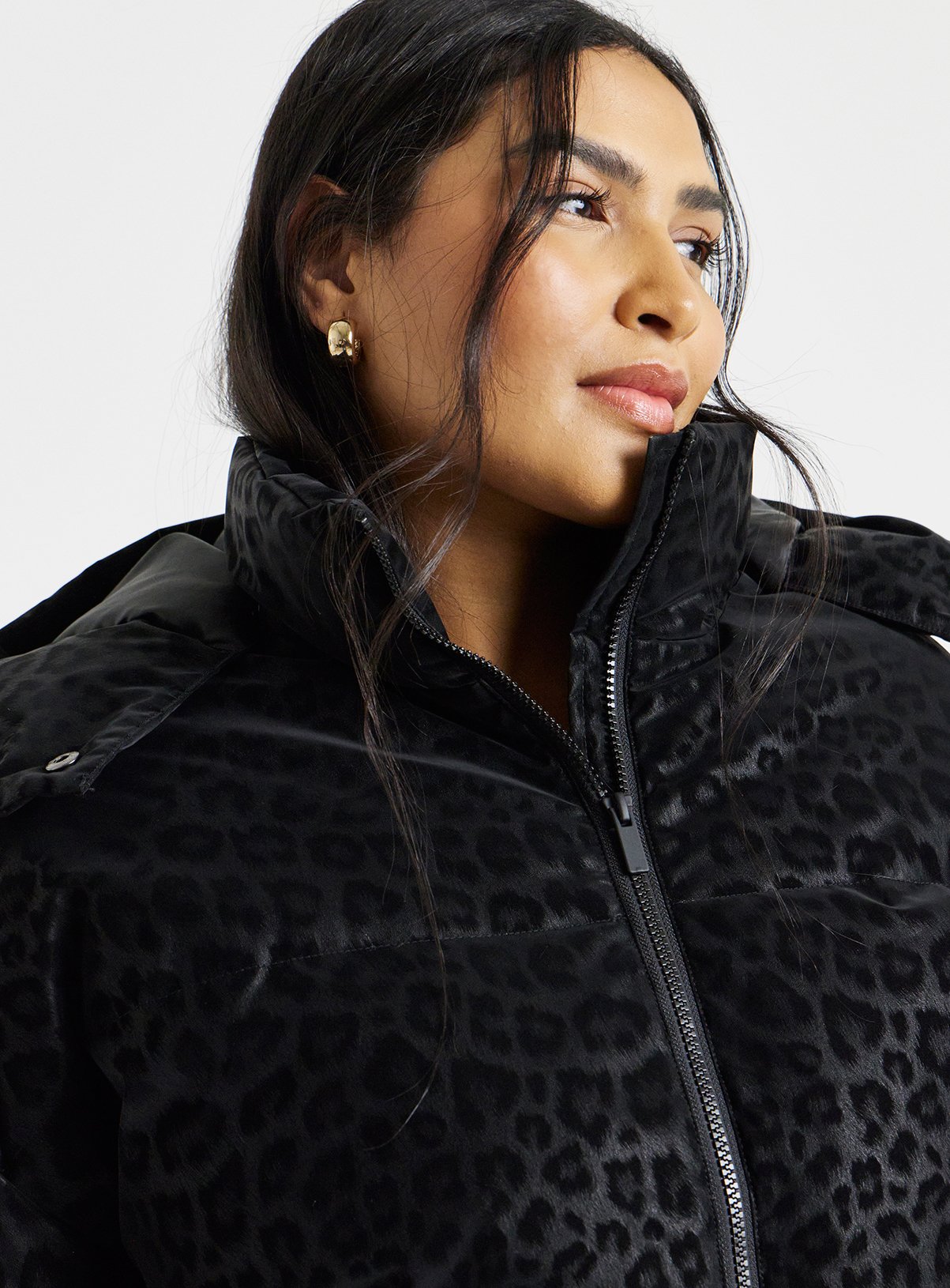 SIMPLY BE Leopard Printed Padded Coat 18 - Image 4 thumbnail
