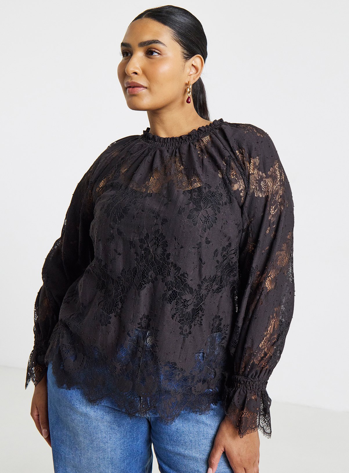 SIMPLY BE Chocolate Lace Top 12 - Image 1 thumbnail