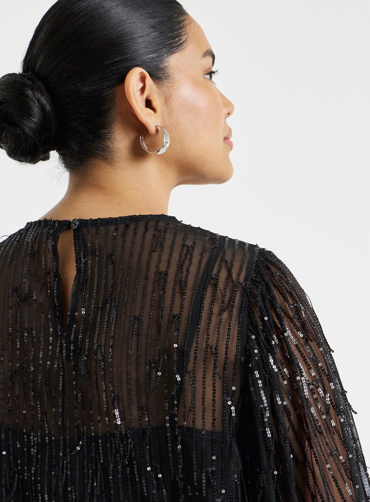 SIMPLY BE Black Fringe Sequin Blouse 22 - Image 4 thumbnail