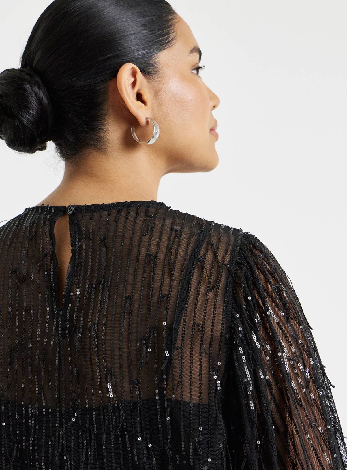 SIMPLY BE Black Fringe Sequin Blouse 22 - Image 4
