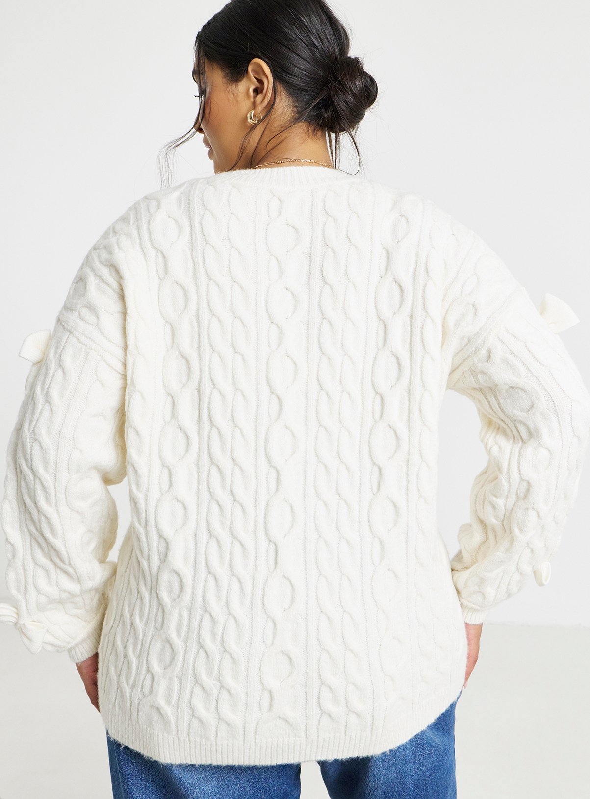 SIMPLY BE Bow Detail Longline Cardigan 8-10 - Image 2 thumbnail