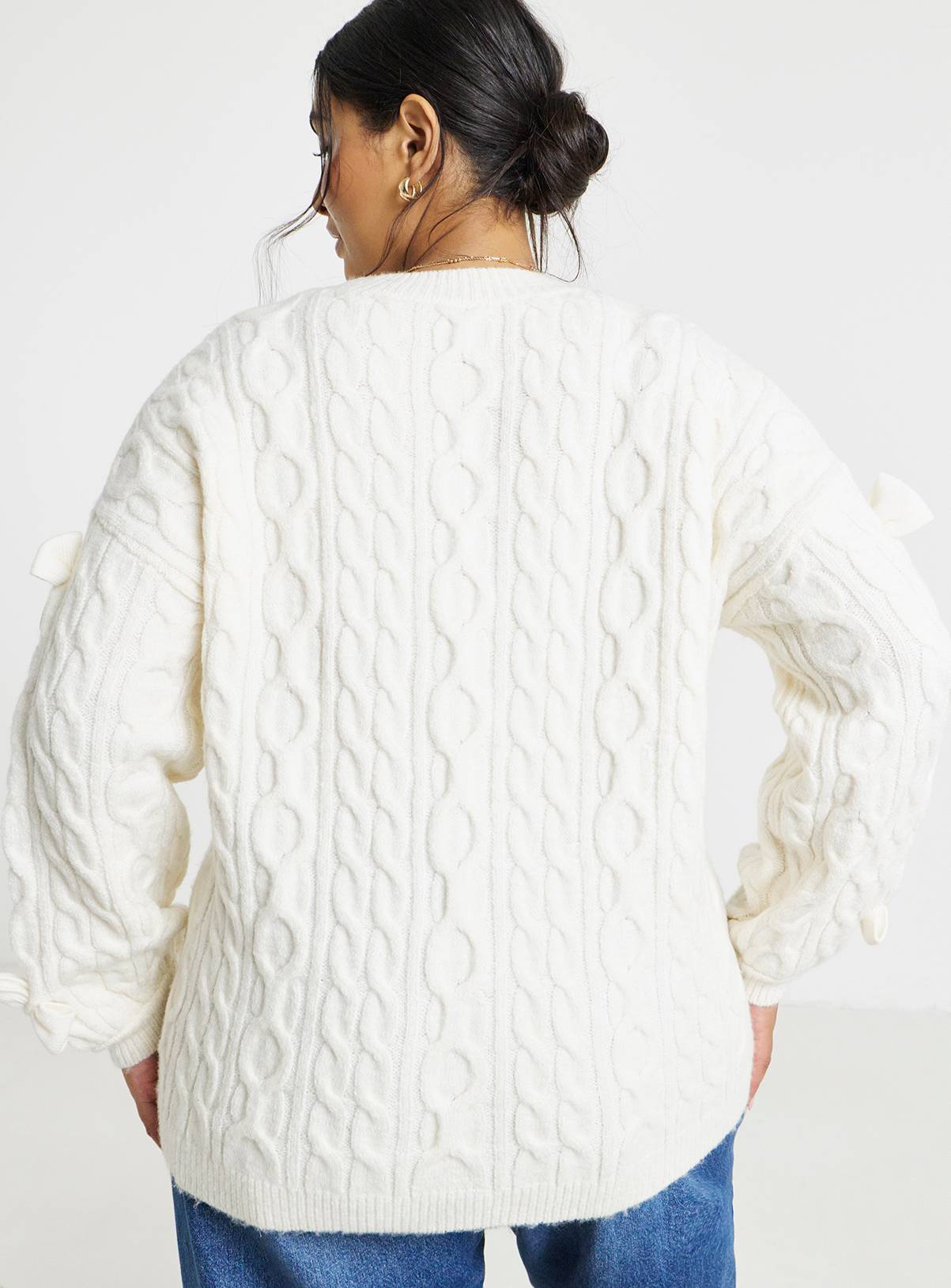 SIMPLY BE Bow Detail Longline Cardigan 8-10 - Image 2
