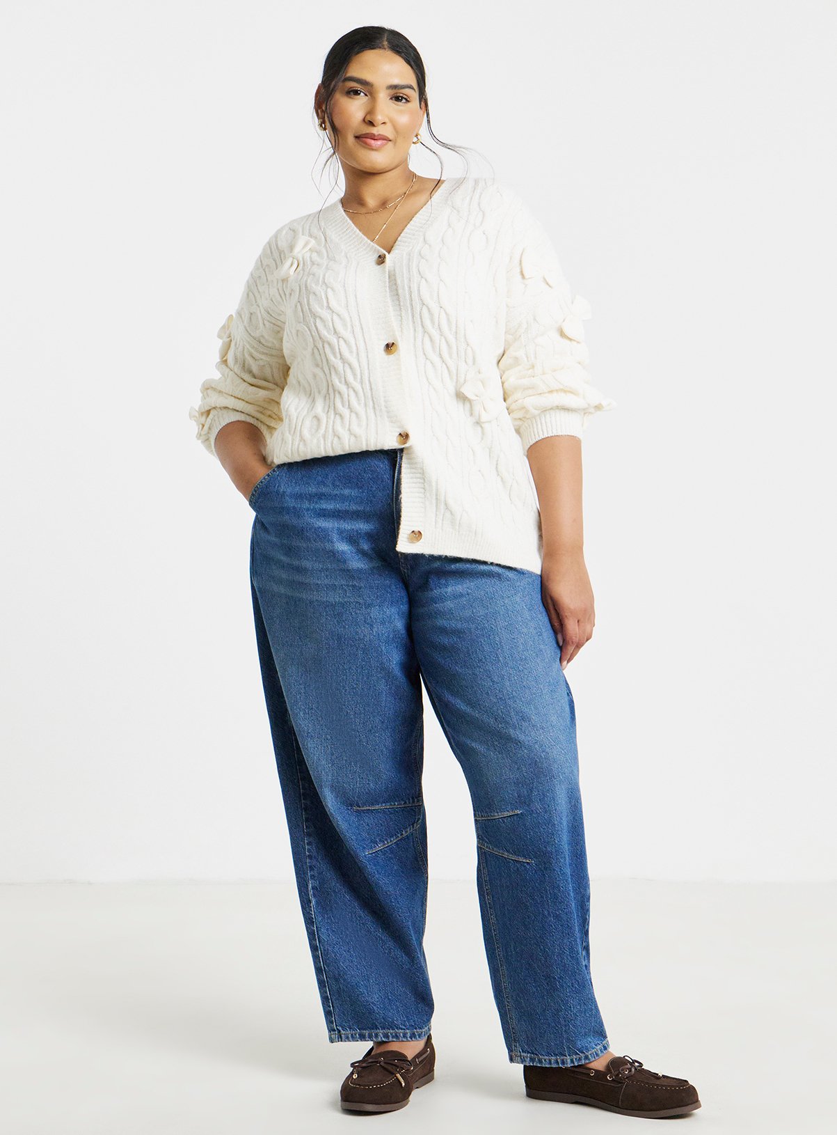 SIMPLY BE Bow Detail Longline Cardigan 8-10 - Image 3 thumbnail