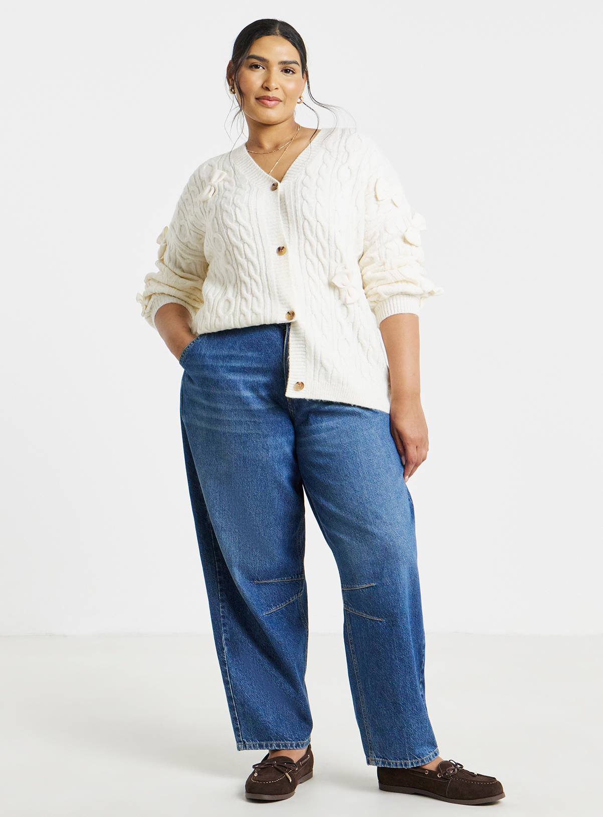 SIMPLY BE Bow Detail Longline Cardigan 8-10 - Image 3