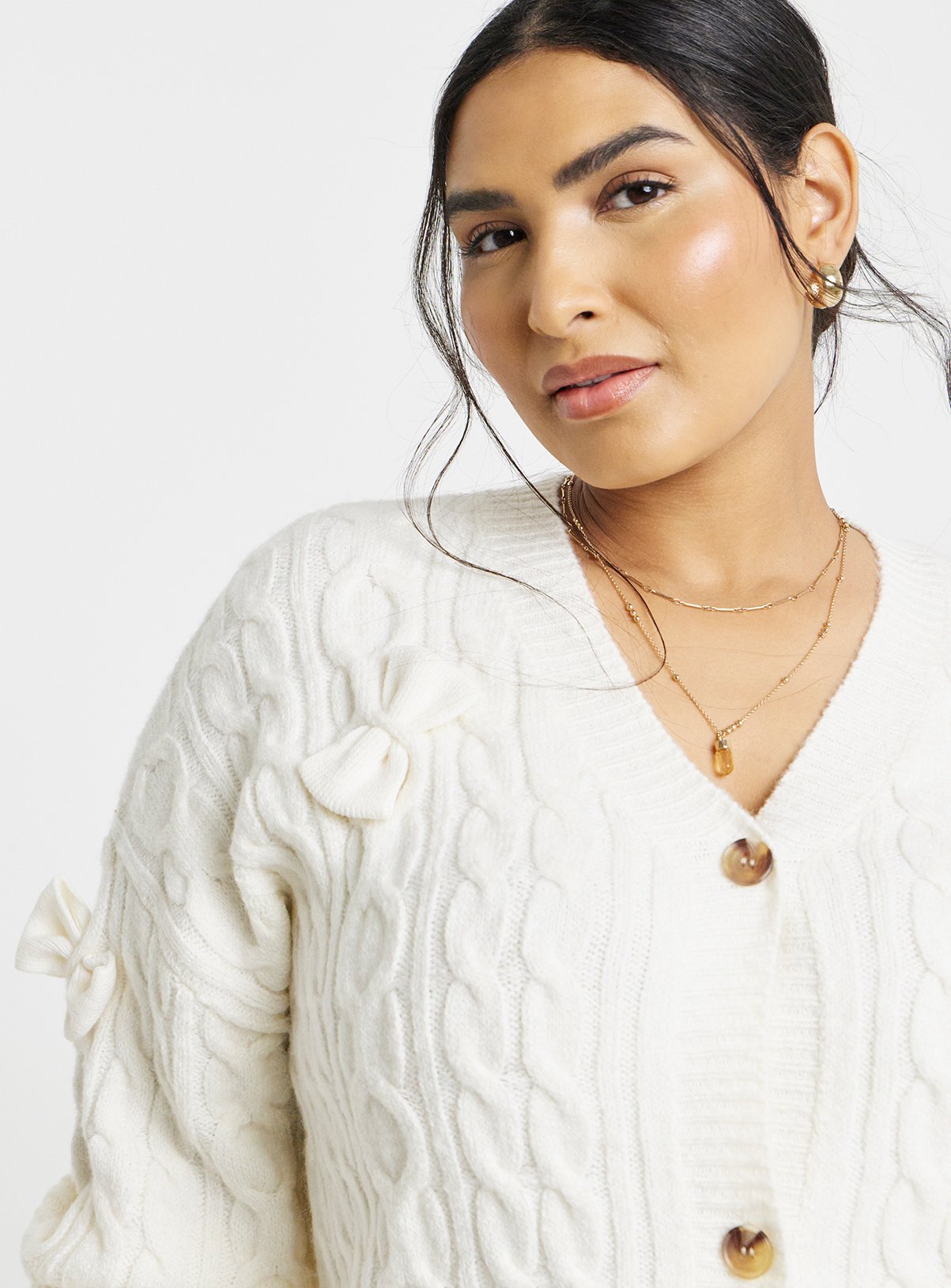 SIMPLY BE Bow Detail Longline Cardigan 8-10 - Image 4 thumbnail