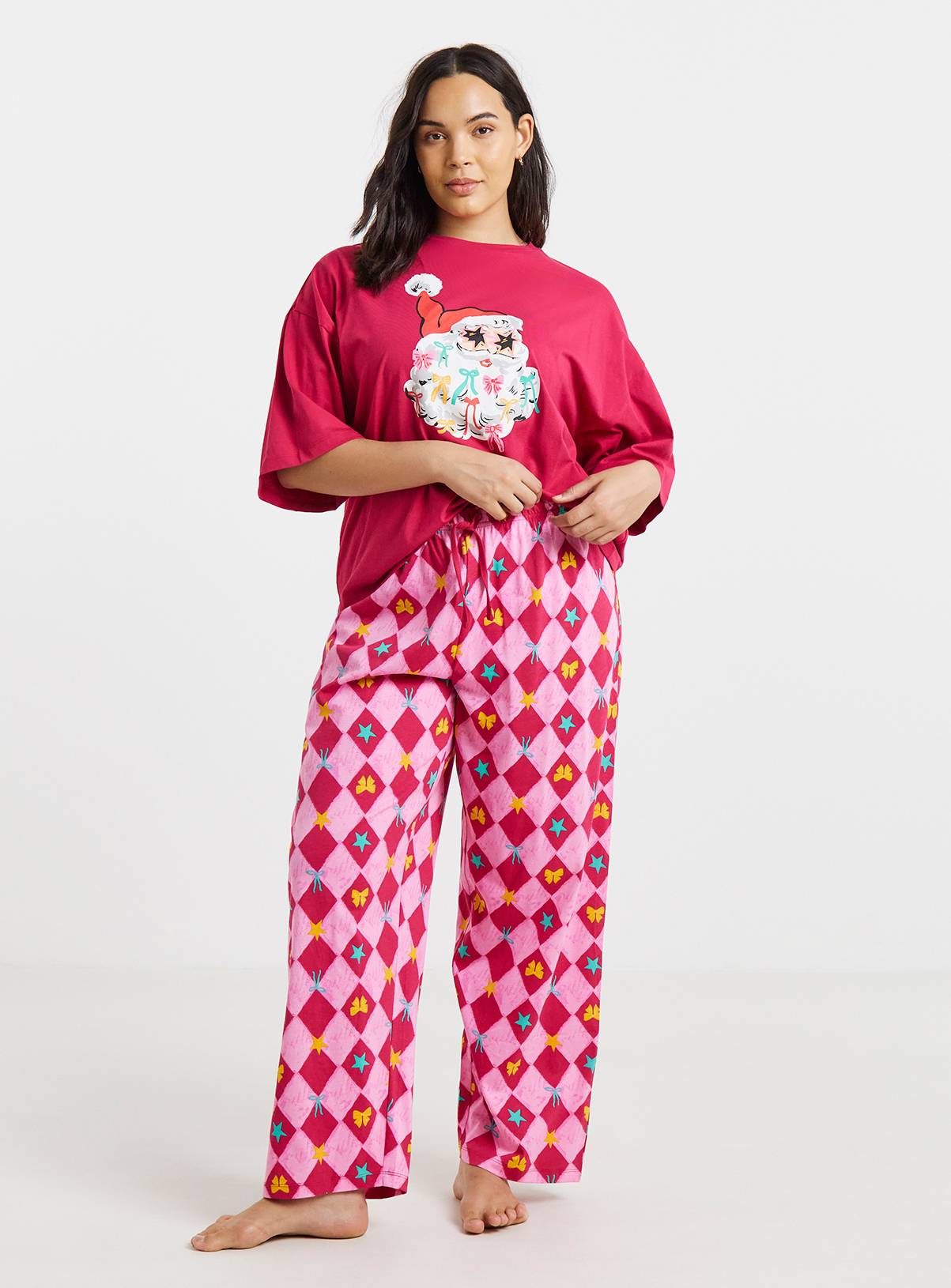 SIMPLY BE Santa Graphic Pyjama Set 24-26 - Image 1