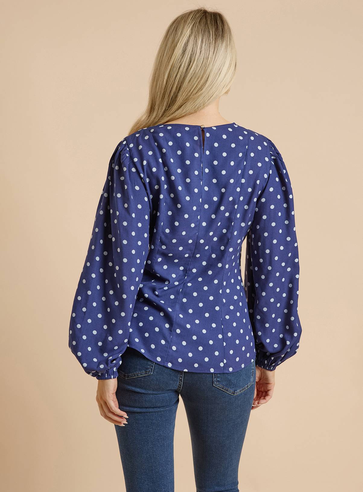 DOROTHY PERKINS Spot V Neck Blouson Sleeve Top 12 - Image 3