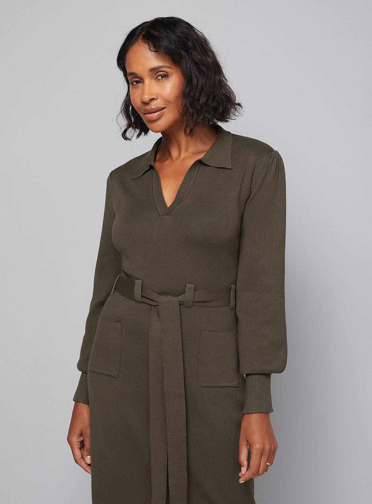 WALLIS Collared Belted Midi Dress L - Image 2