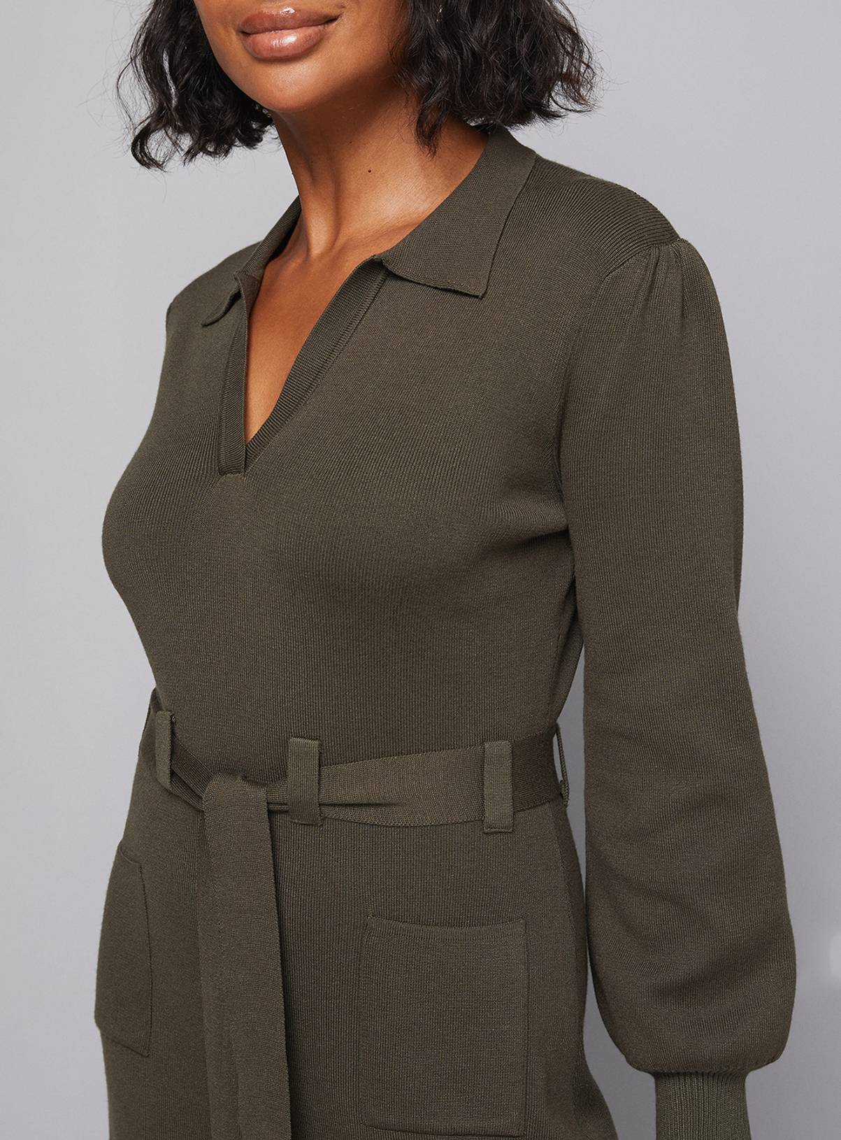 WALLIS Collared Belted Midi Dress L - Image 4