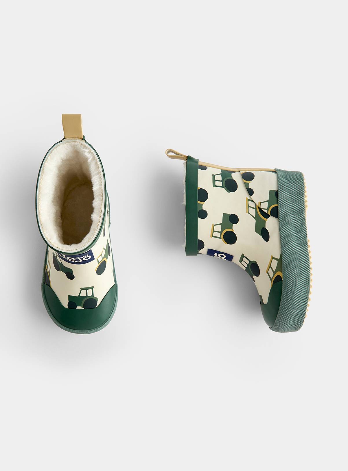 JOJO MAMAN BÉBÉ Short Cosy Lined Tractor Wellies Khaki Green 8 - Image 4