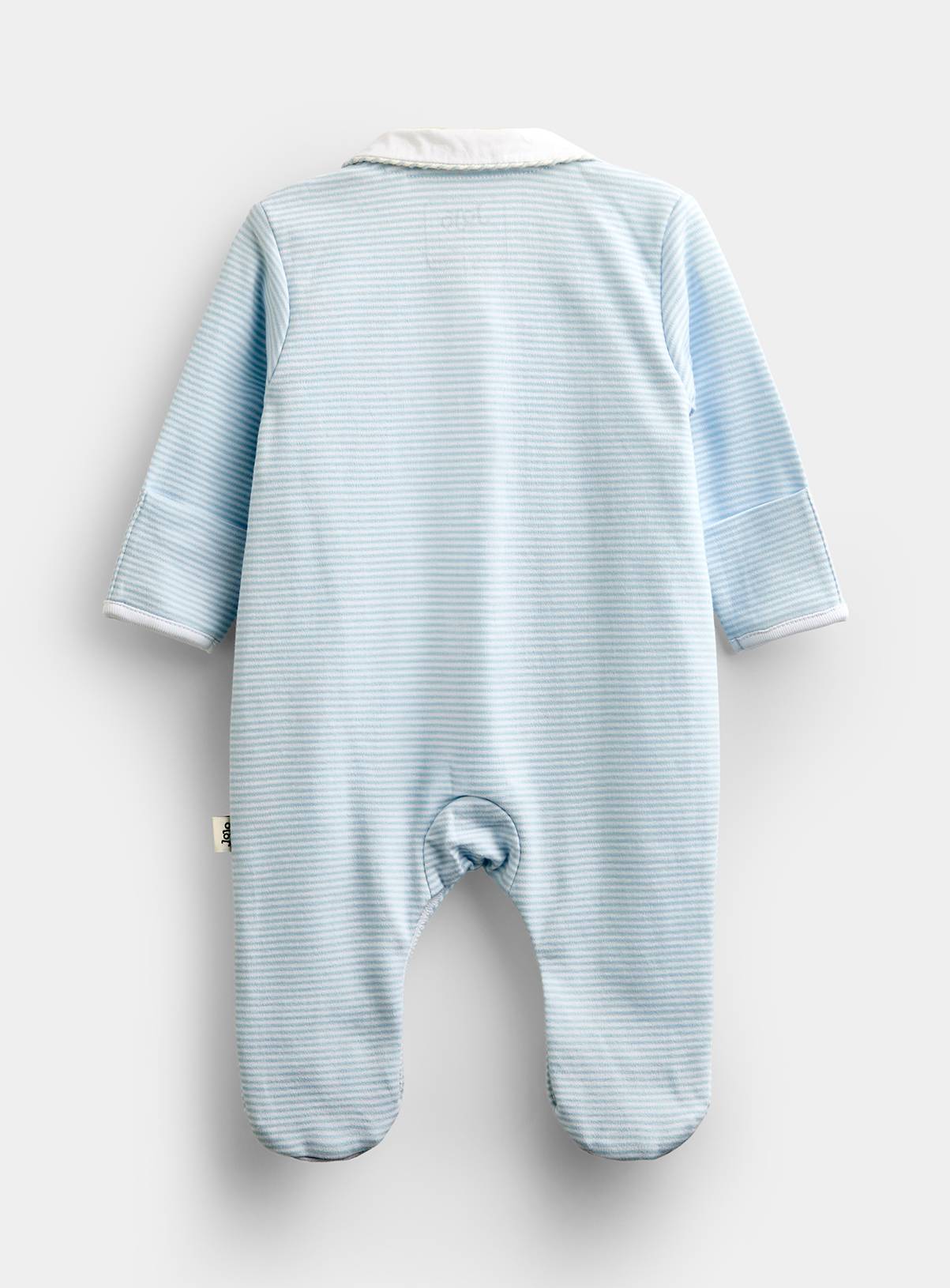 JOJO MAMAN BÉBÉ London Embroidered Sleepsuit and Hat Blue 9-12 months - Image 5
