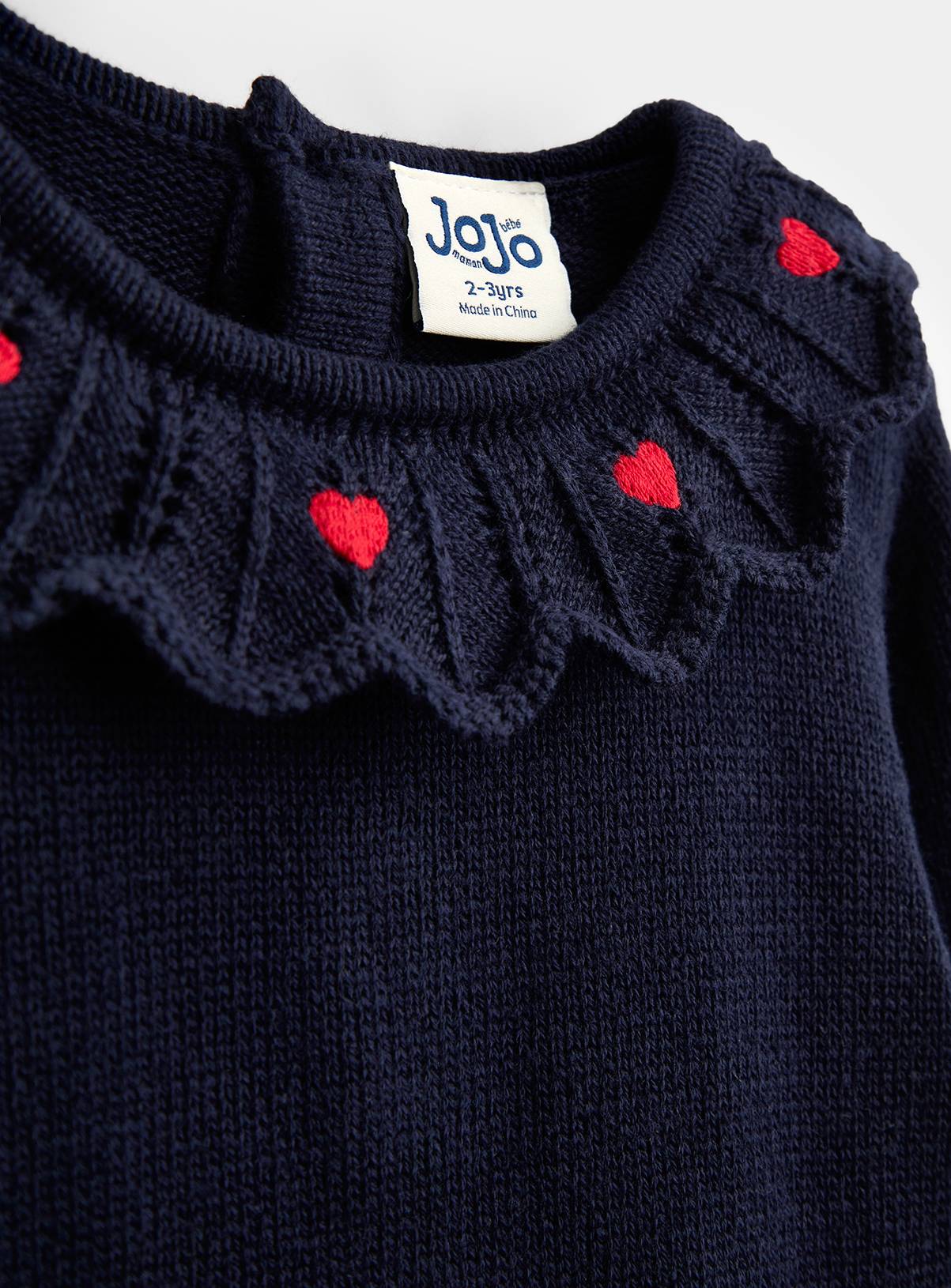 JOJO MAMAN BÉBÉ Gingham Hearts Knitted Combo Dress Navy Blue 4-5 Years - Image 3