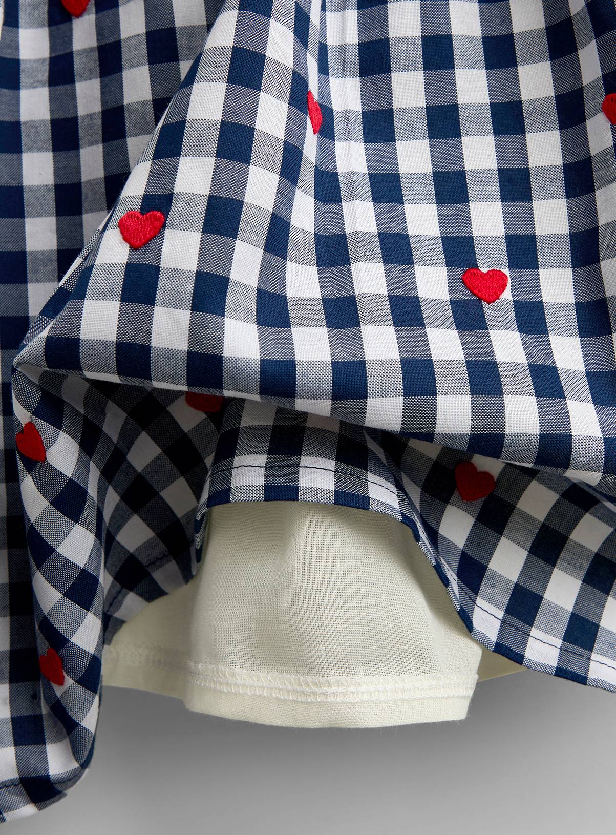 JOJO MAMAN BÉBÉ Gingham Hearts Knitted Combo Dress Navy Blue 4-5 Years - Image 4