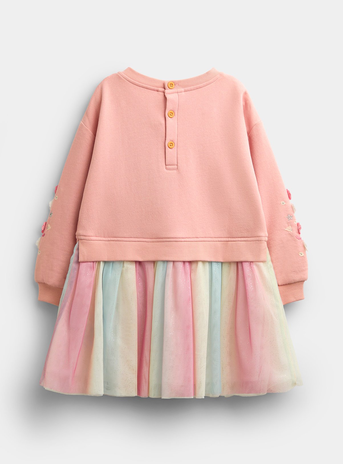 JOJO MAMAN BÉBÉ Unicorn Applique Tulle Combo Dress Light Pink 2-3 Years - Image 2 thumbnail