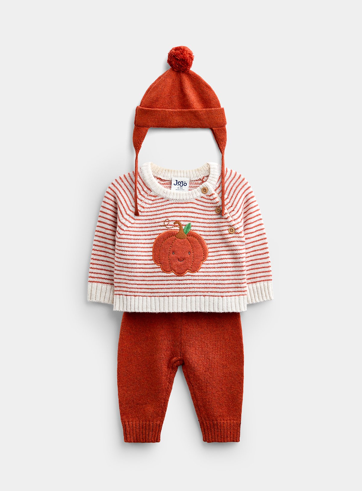 JOJO MAMAN BÉBÉ Little Pumpkin Knitted Set Rust 6-12 months - Image 1 thumbnail