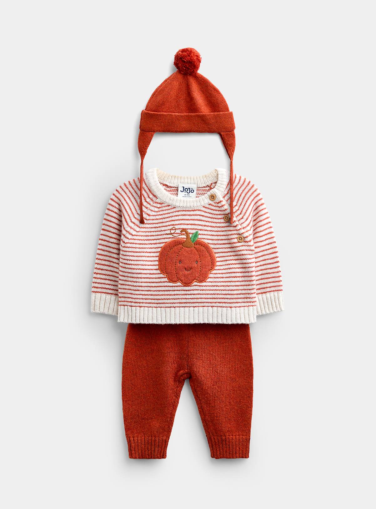 JOJO MAMAN BÉBÉ Little Pumpkin Knitted Set Rust 6-12 months - Image 1