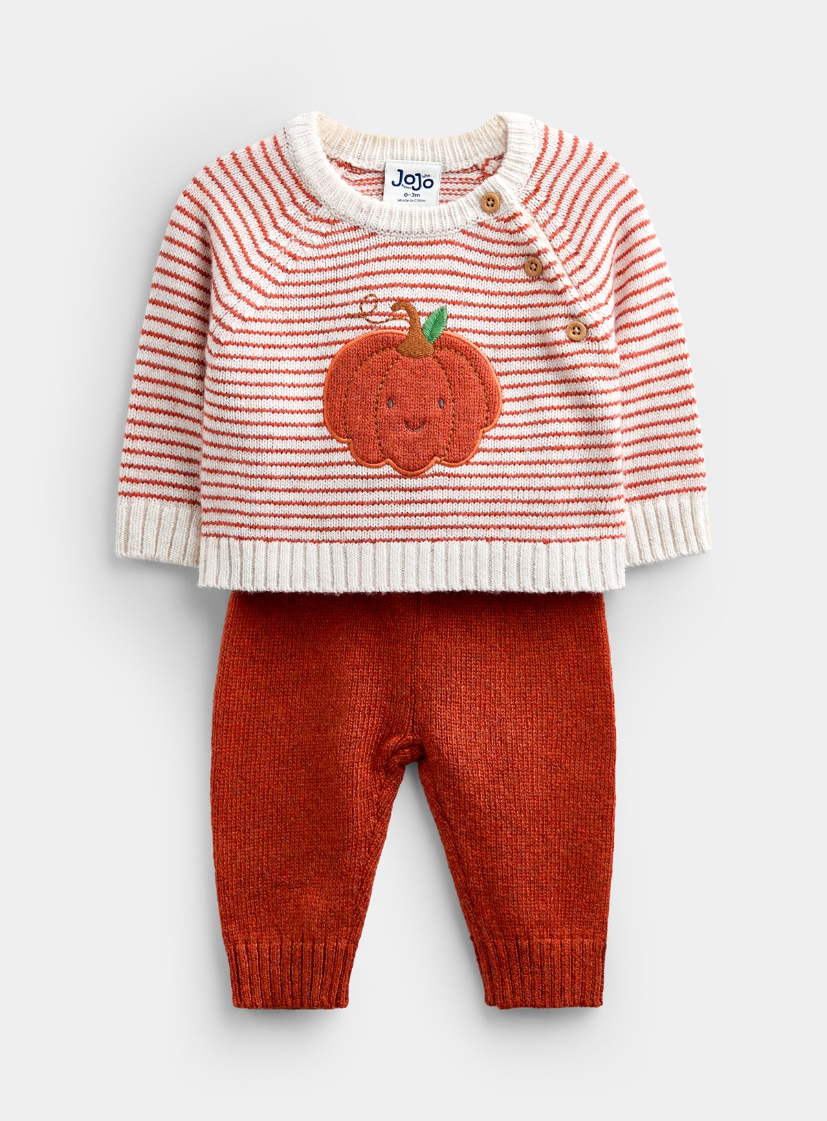 JOJO MAMAN BÉBÉ Little Pumpkin Knitted Set Rust 6-12 months - Image 2 thumbnail