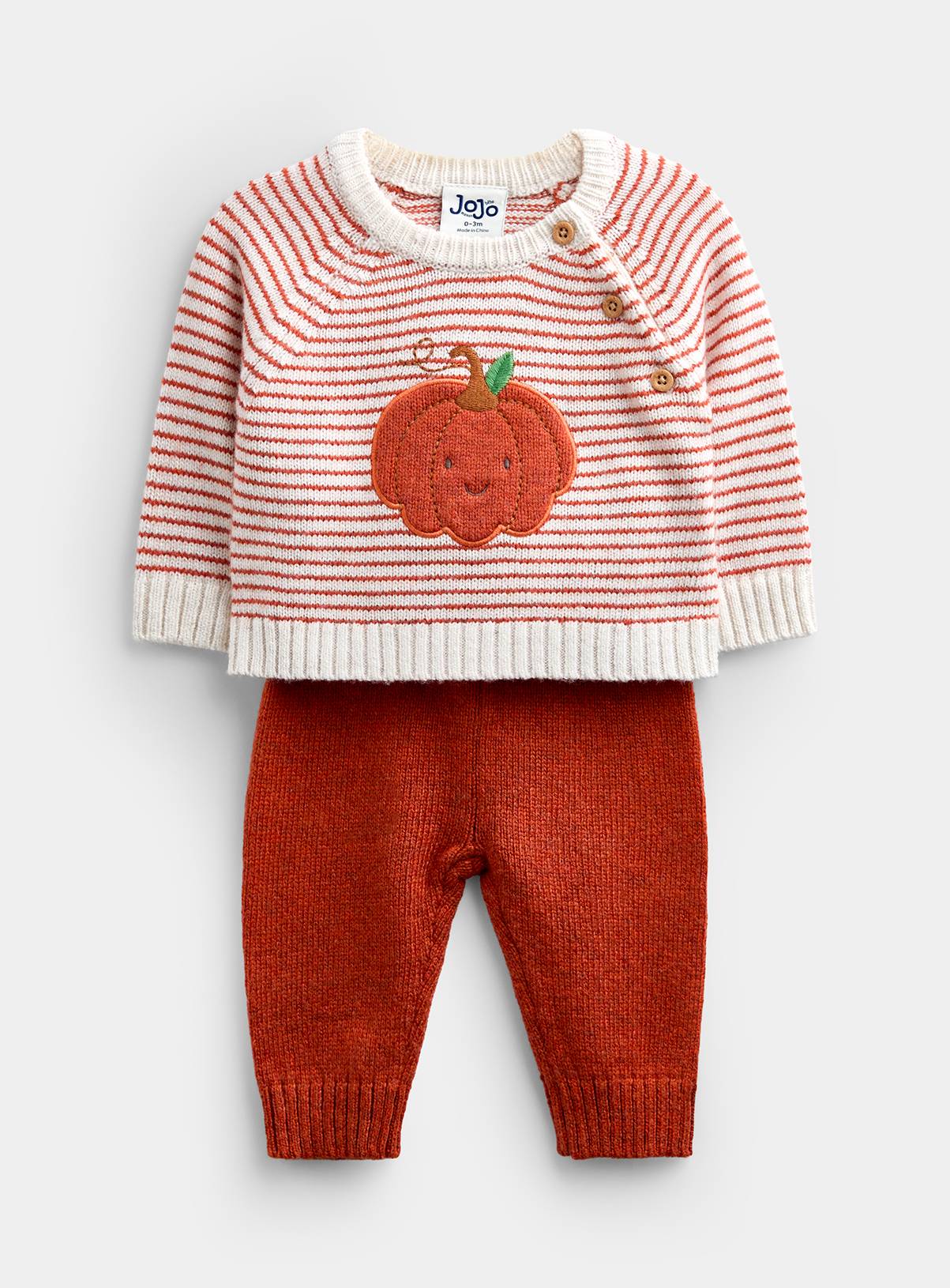 JOJO MAMAN BÉBÉ Little Pumpkin Knitted Set Rust 6-12 months - Image 2