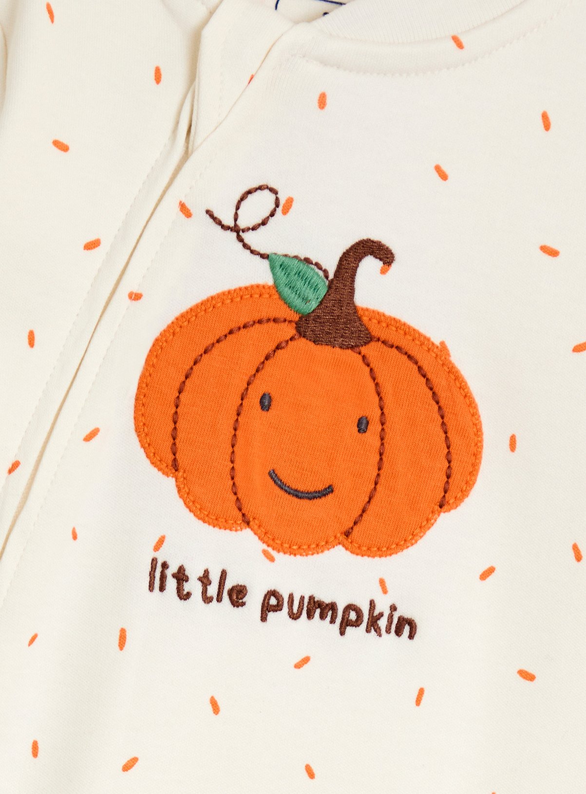 JOJO MAMAN BÉBÉ Pumpkin and Hat Applique Sleepsuit Set Cream 6-9 months - Image 5 thumbnail