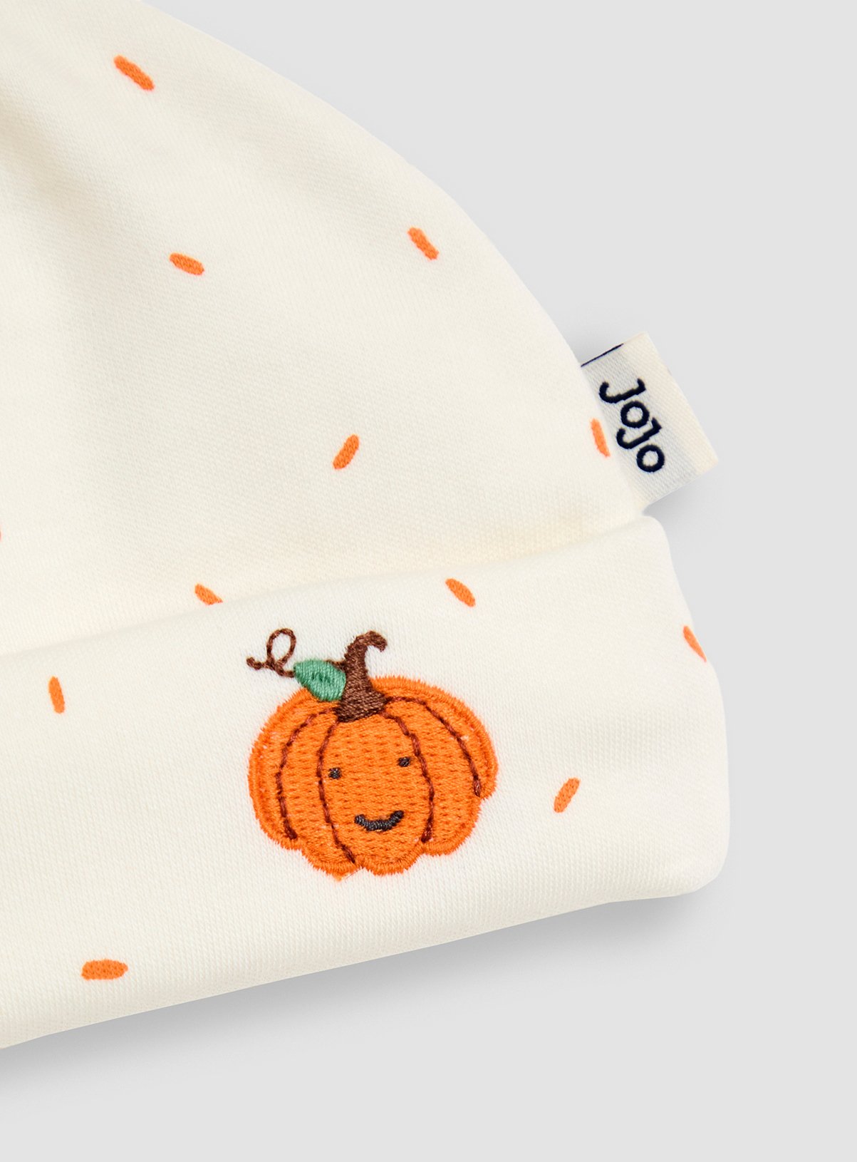 JOJO MAMAN BÉBÉ Pumpkin and Hat Applique Sleepsuit Set Cream 6-9 months - Image 6 thumbnail