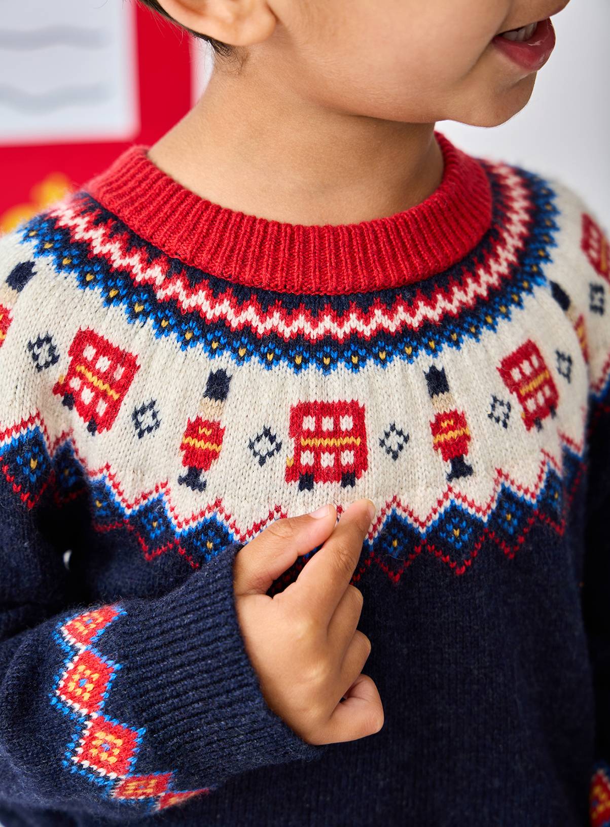 JOJO MAMAN BÉBÉ London Guard Fair Isle Knitted Jumper Navy Blue 12-18 months - Image 2