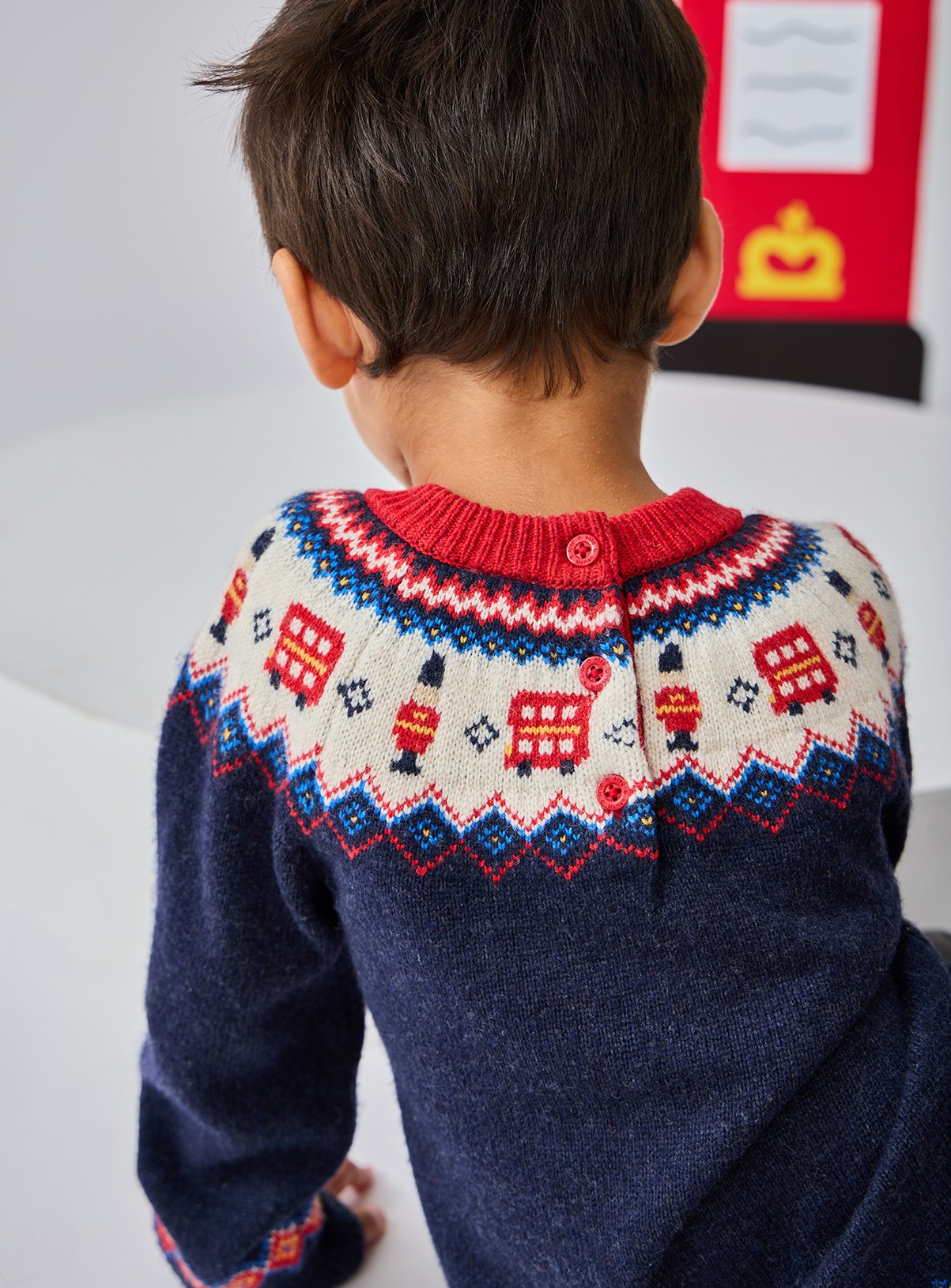JOJO MAMAN BÉBÉ London Guard Fair Isle Knitted Jumper Navy Blue 12-18 months - Image 3 thumbnail