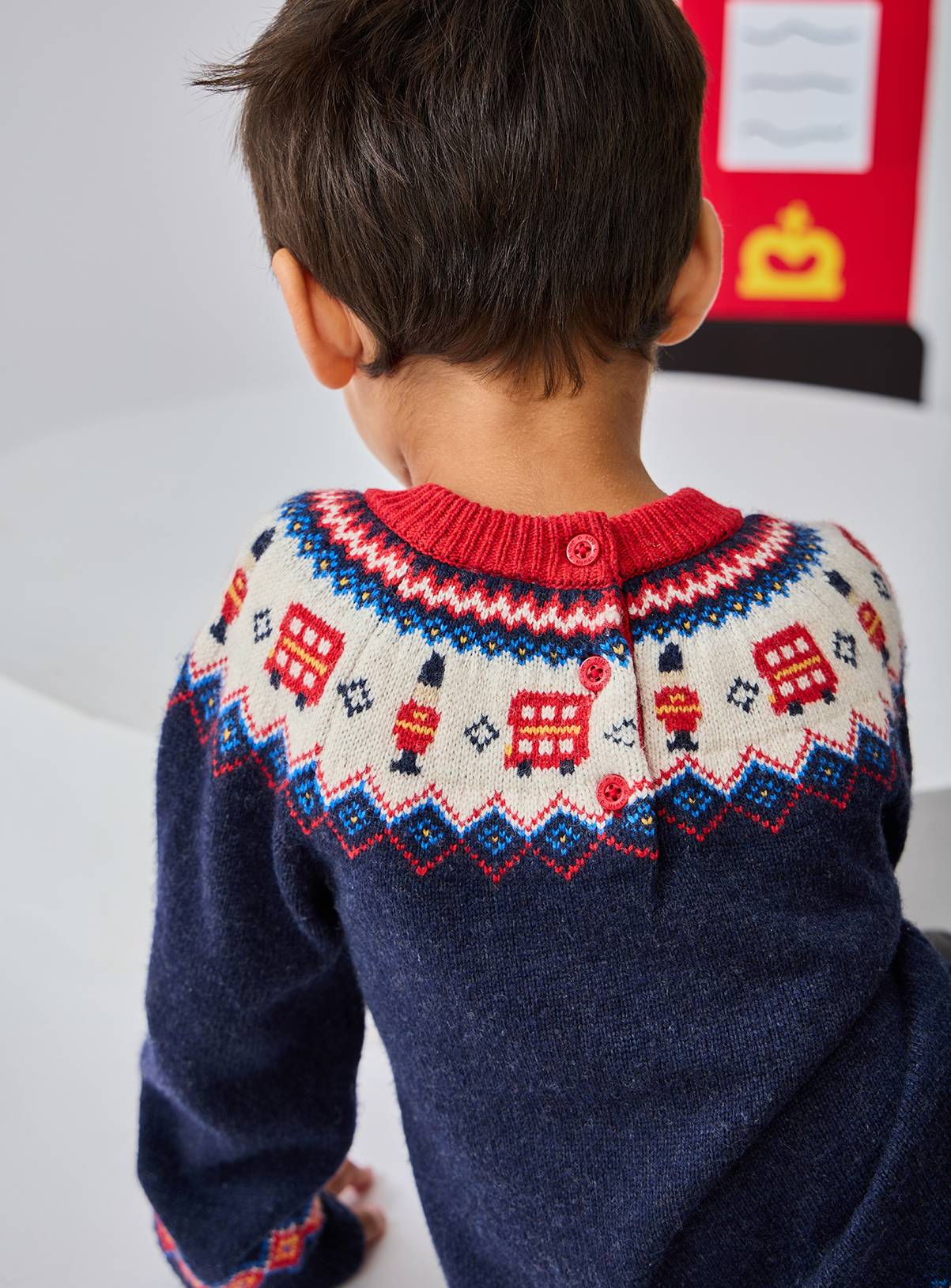 JOJO MAMAN BÉBÉ London Guard Fair Isle Knitted Jumper Navy Blue 12-18 months - Image 3