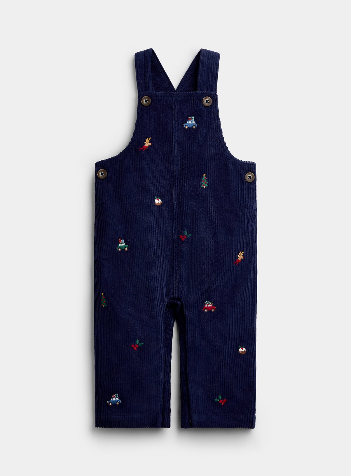 JOJO MAMAN BÉBÉ Christmas Embroidered Dungaree Set Navy Blue 6-12 months - Image 3 thumbnail
