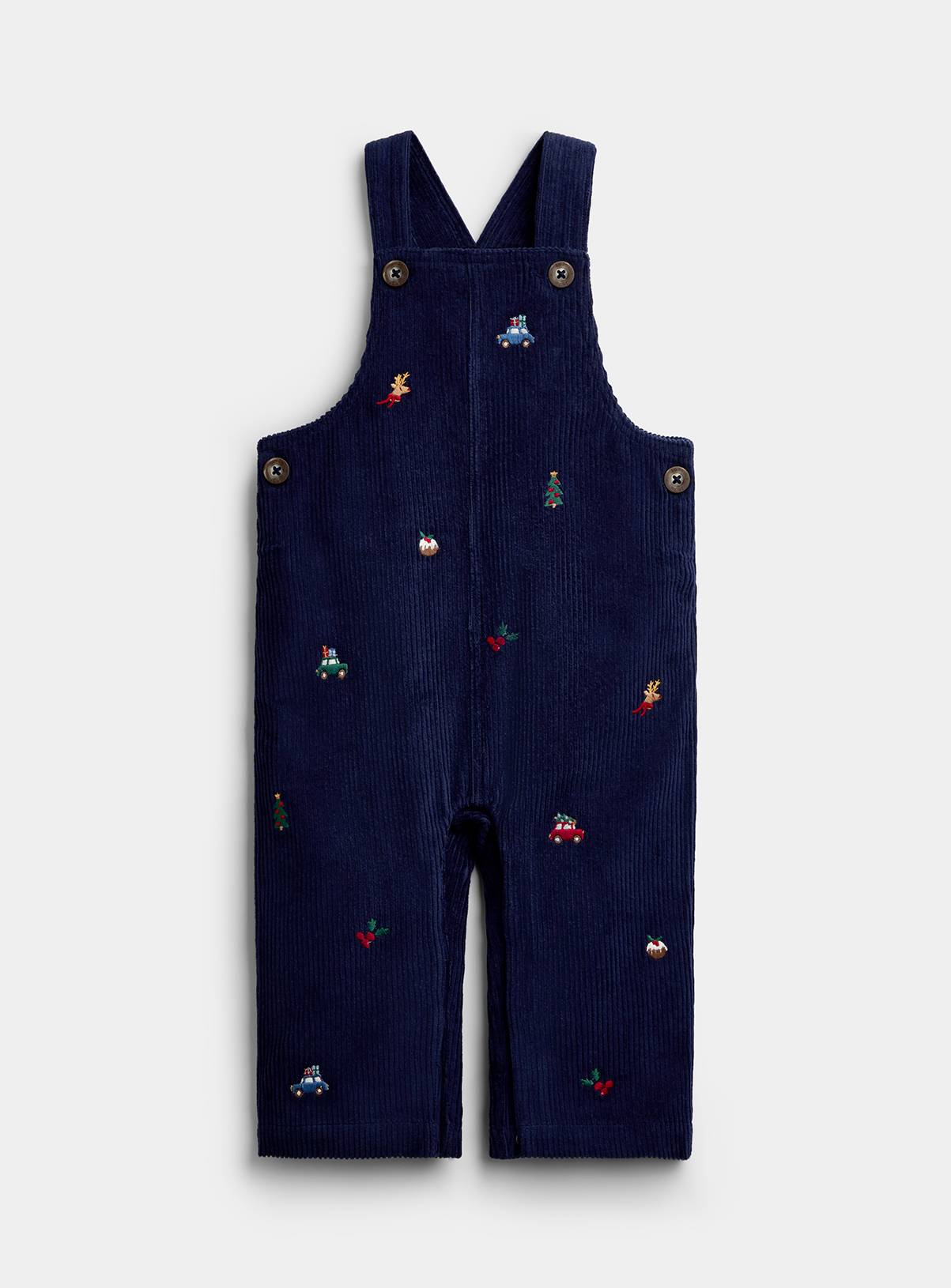 JOJO MAMAN BÉBÉ Christmas Embroidered Dungaree Set Navy Blue 6-12 months - Image 3