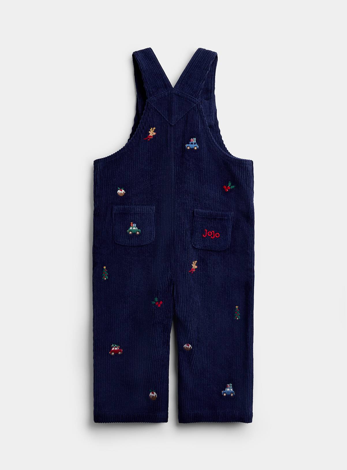 JOJO MAMAN BÉBÉ Christmas Embroidered Dungaree Set Navy Blue 6-12 months - Image 4