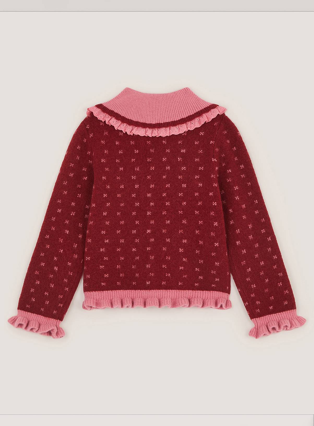 MONSOON Frill Collar Bow Cardigan 7-8 years - Image 2