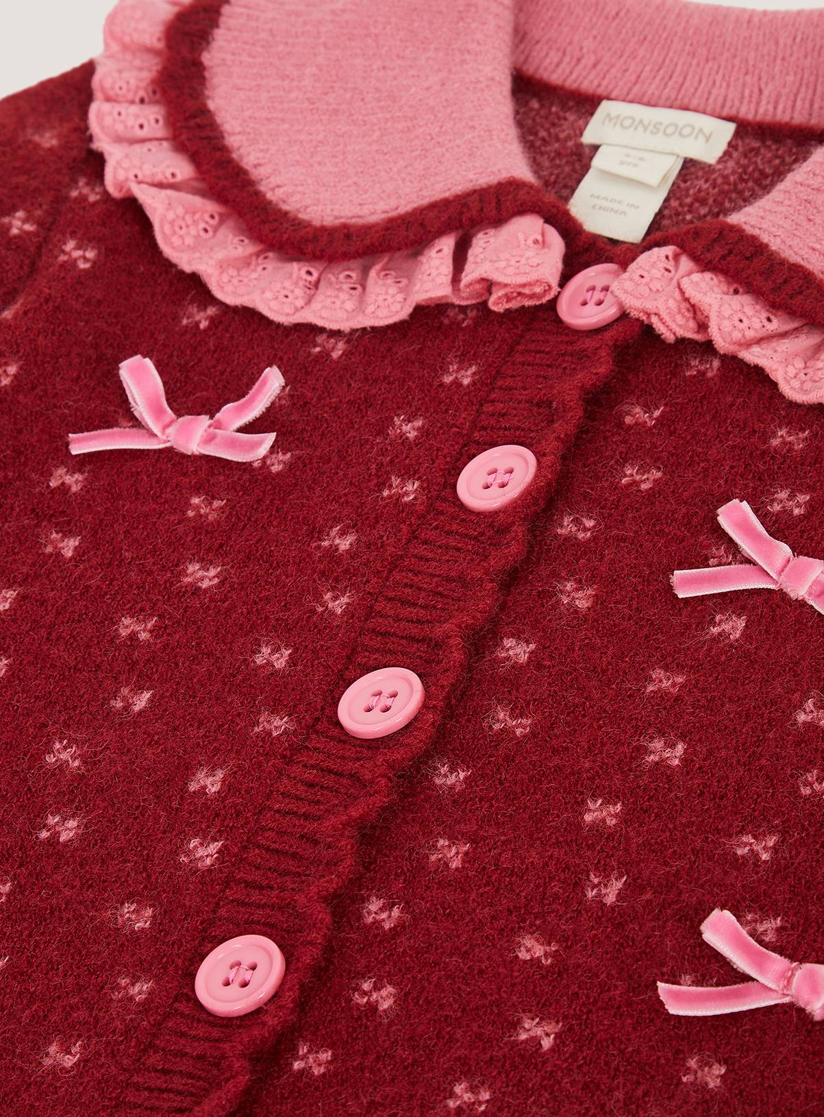 MONSOON Frill Collar Bow Cardigan 7-8 years - Image 3