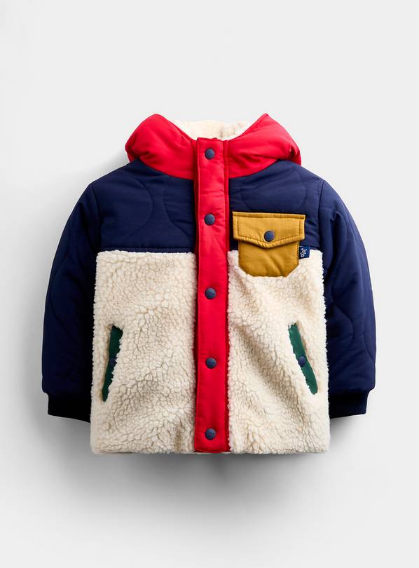 JOJO MAMAN BÉBÉ Quilted Colourblock Coat Navy Blue 18-24 months