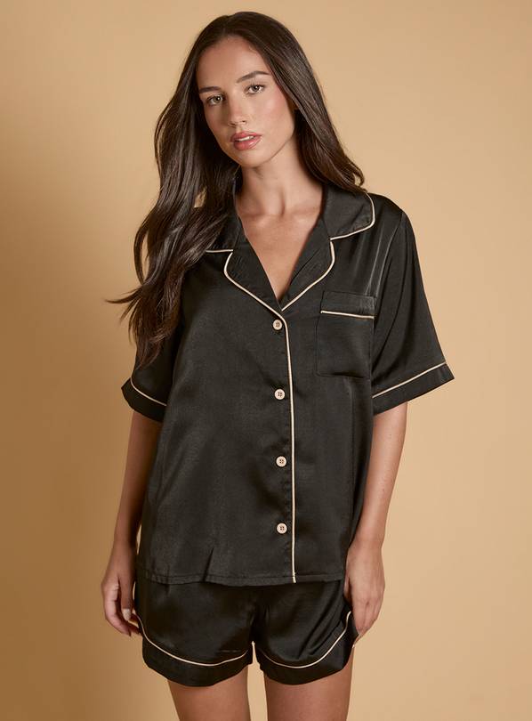 OASIS Plain Satin Short Sleeve Nightwear Set L