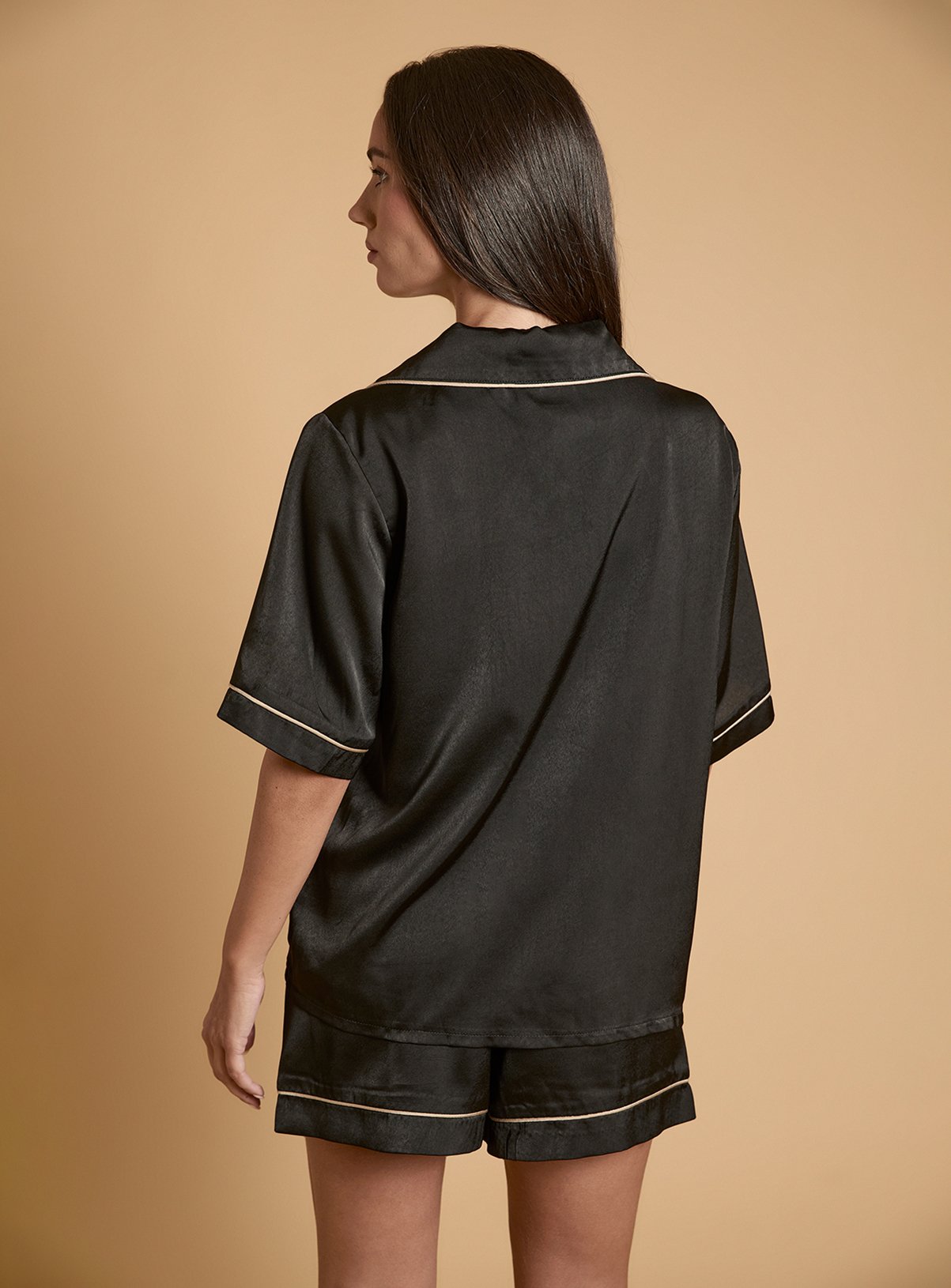 OASIS Plain Satin Short Sleeve Nightwear Set L - Image 3 thumbnail