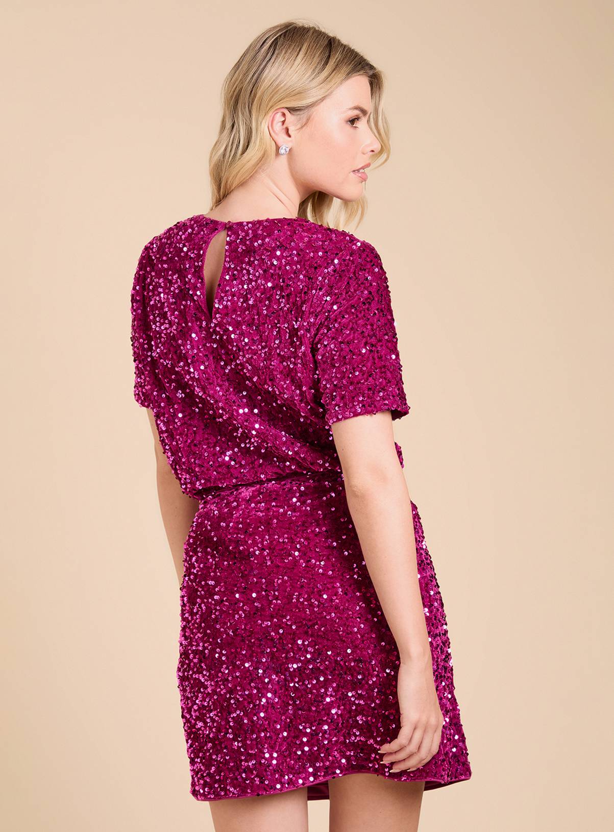 DOROTHY PERKINS Velvet Sequin Tie Side Wrap Mini Skirt 14 - Image 4