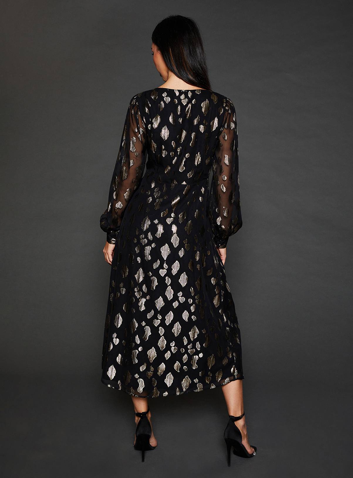 DOROTHY PERKINS Jacquard Button Front Long Sleeve Midi Dress 16 - Image 3