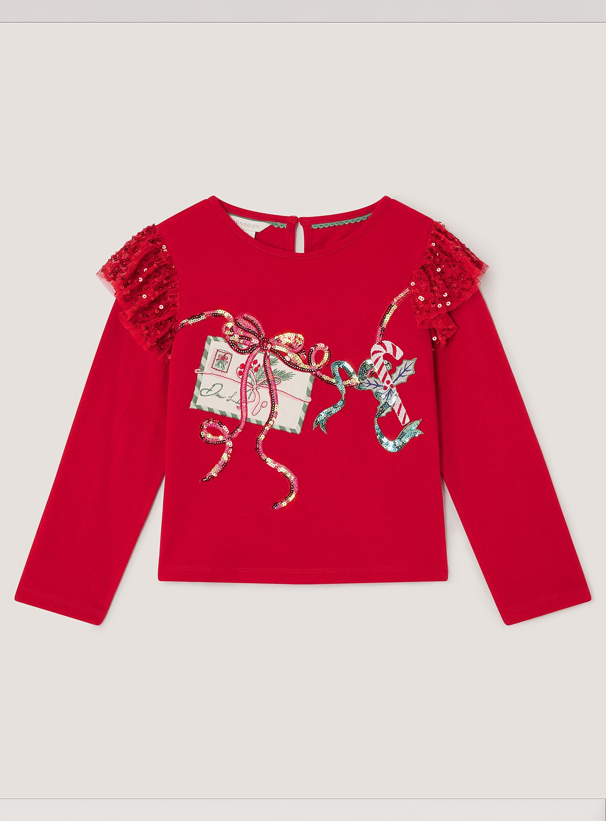 MONSOON Sequin Christmas Long Sleeve Top 7-8 years - Image 1 thumbnail