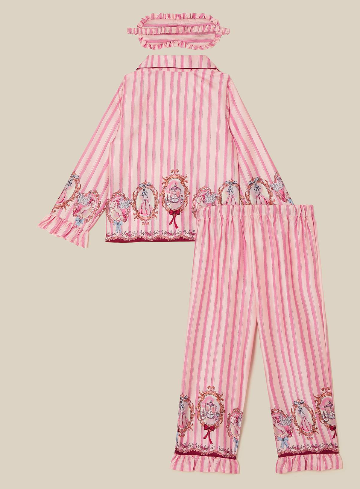 MONSOON Fairytale Stripe Satin Pyjamas & Sleep Mask Set 9-10 years - Image 2