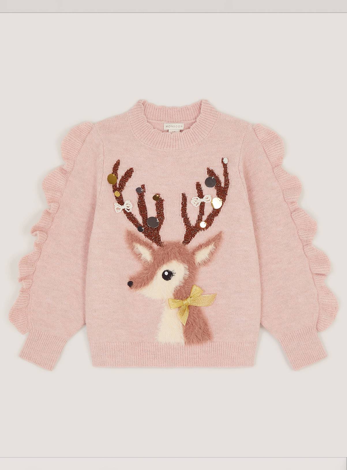 MONSOON Dahlia Christmas Reindeer Knit Jumper 9-10 years - Image 1