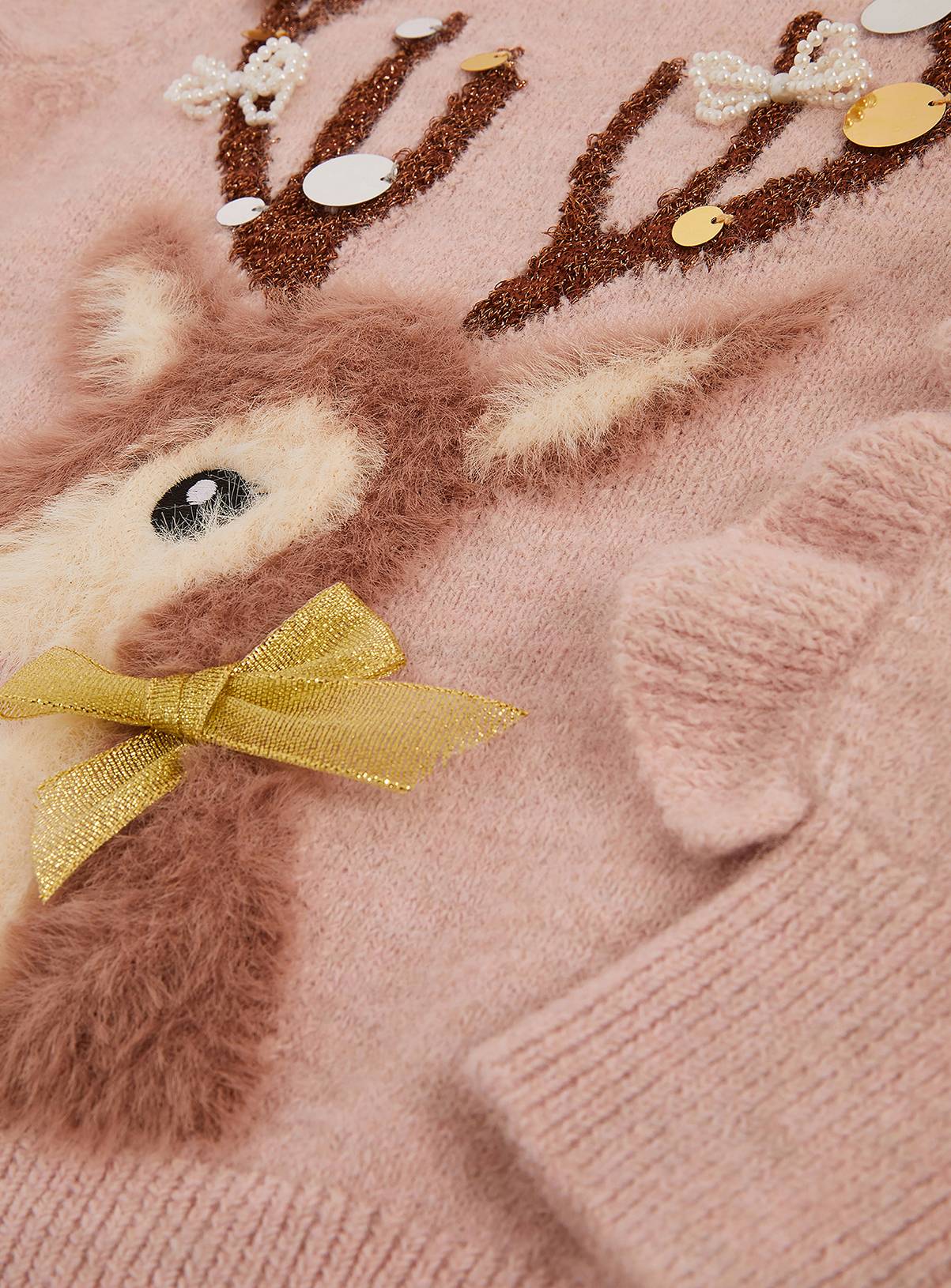 MONSOON Dahlia Christmas Reindeer Knit Jumper 9-10 years - Image 3