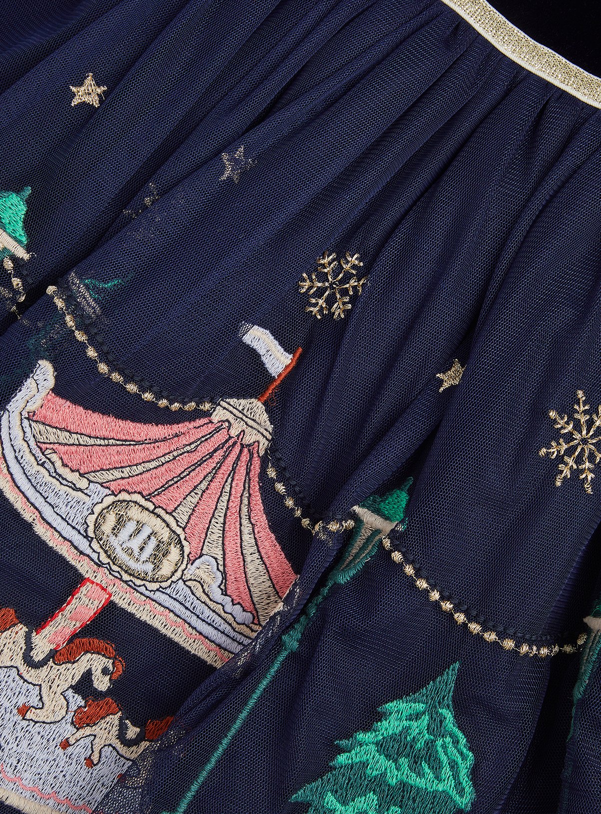 MONSOON Christmas Market Scene Velvet Disco Dress 3-4 Years - Image 3 thumbnail