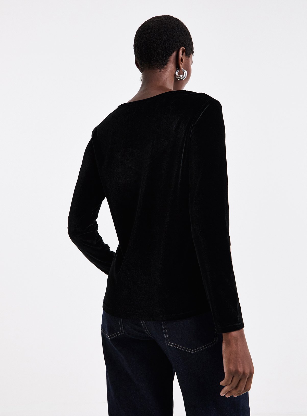 JD WILLIAMS Long Sleeve Scallop Velvet Top 20 - Image 2 thumbnail