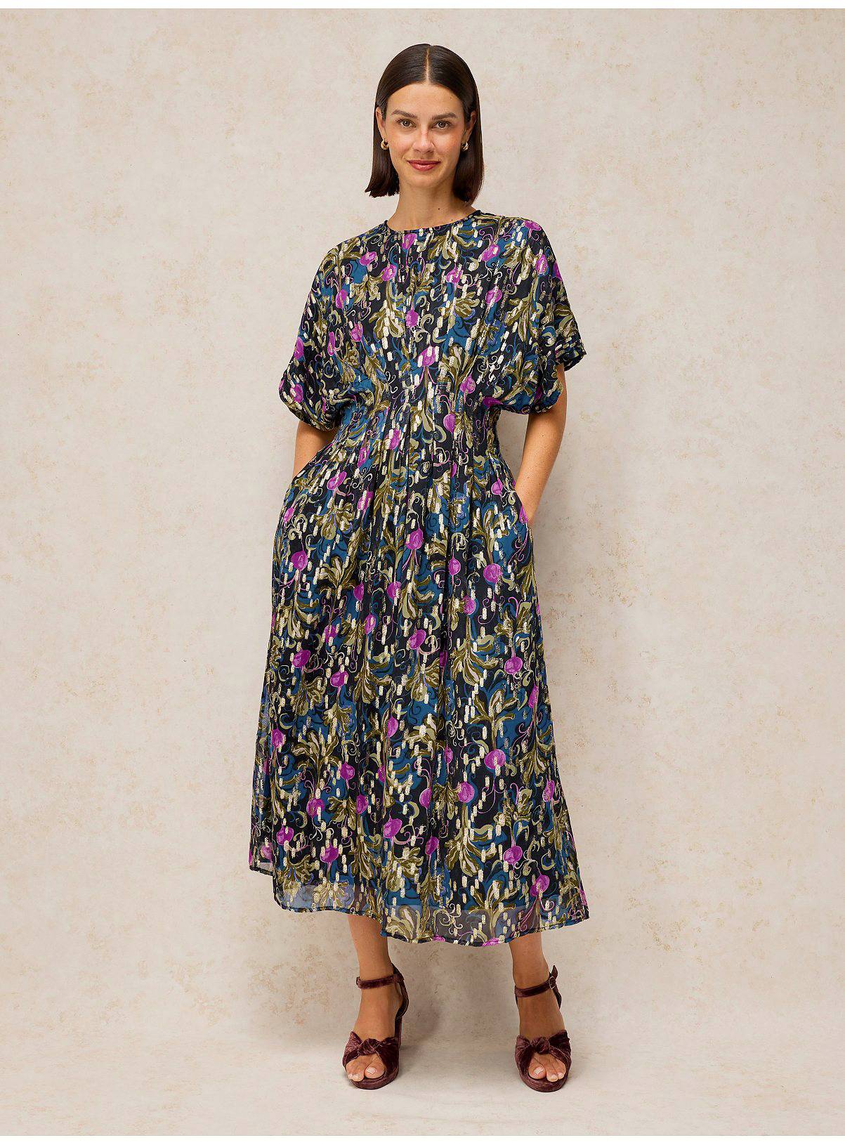 WHITE STUFF Katie Pleat Dress 18R - Image 1