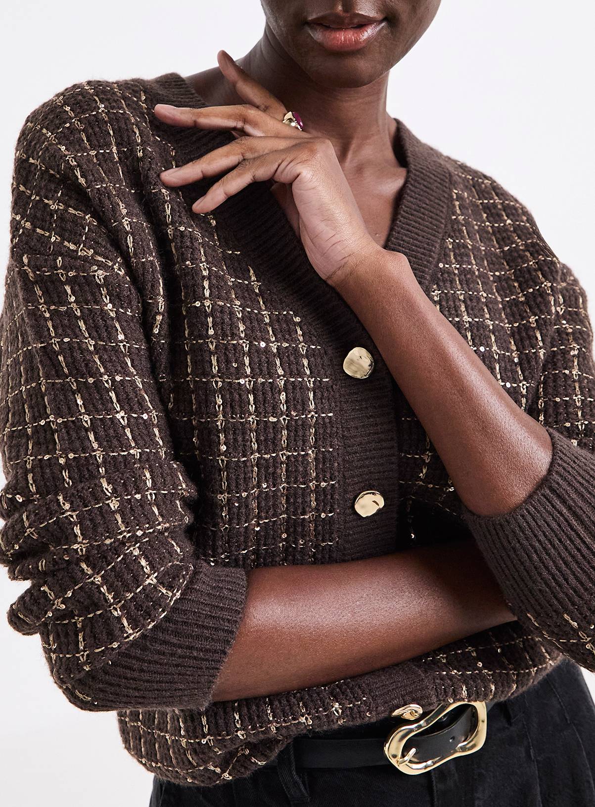 JD WILLIAMS Sequin Boucle Cardigan 8-10 - Image 4