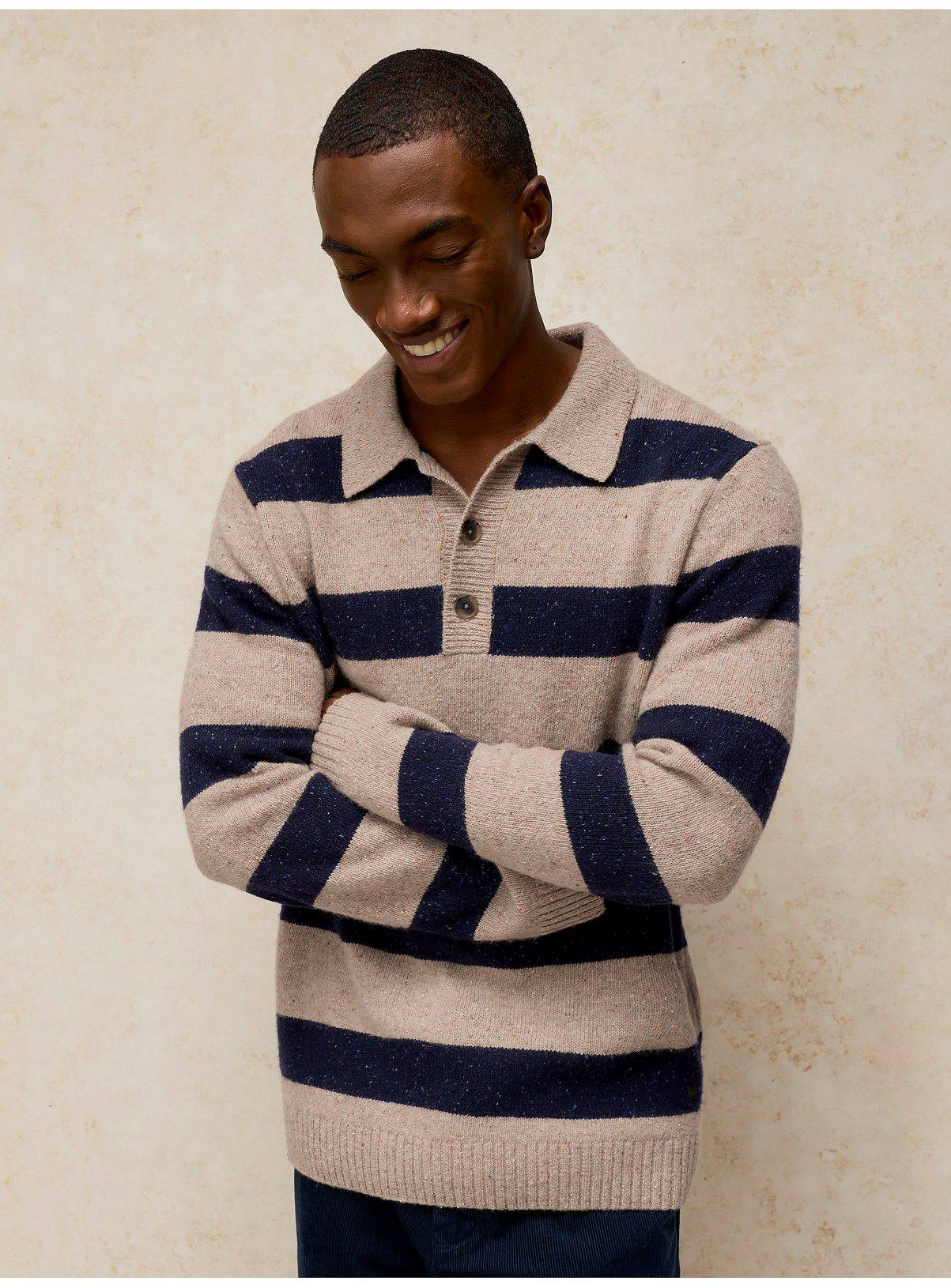 WHITE STUFF Buckley Striped Rugby Jumper L - Image 1