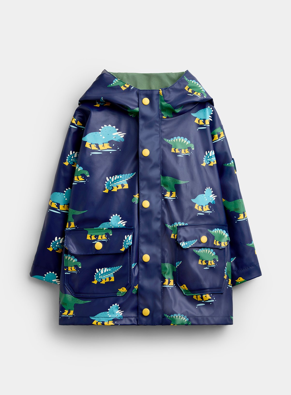 JOJO MAMAN BÉBÉ Dino Waterproof Cosy Lined Fisherman Jacket Navy Blue 12-18 months - Image 1 thumbnail