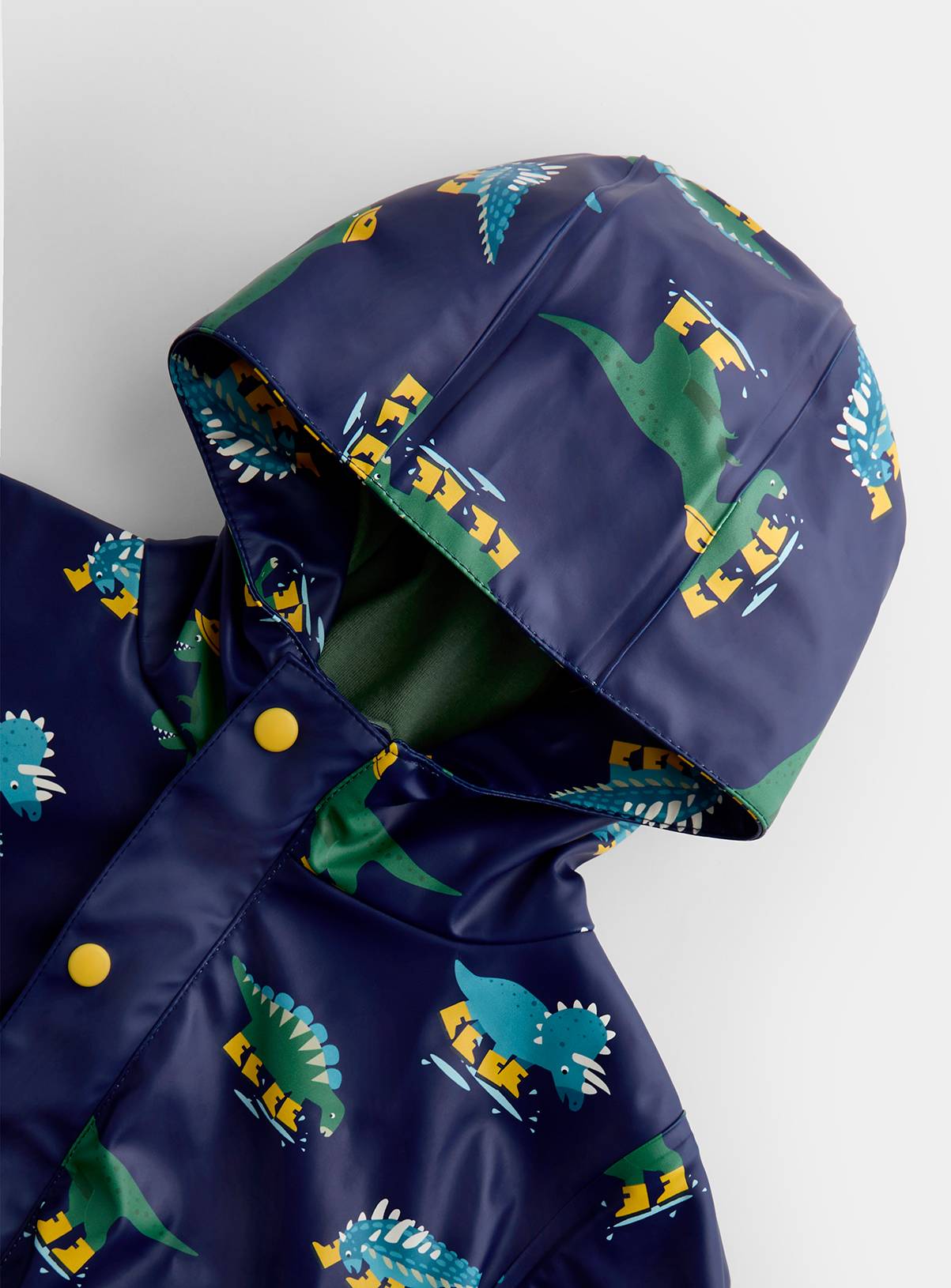JOJO MAMAN BÉBÉ Dino Waterproof Cosy Lined Fisherman Jacket Navy Blue 12-18 months - Image 3
