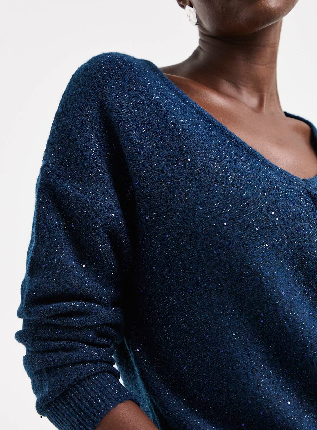 JD WILLIAMS Sequin Glitter Knit Longline Jumper 12-14 - Image 3